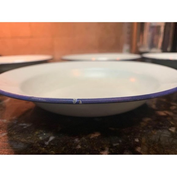 Vintage lot of 6 Bumper Harvest enamel breakfast bowls, farmhouse lot - Picture 2 of 6